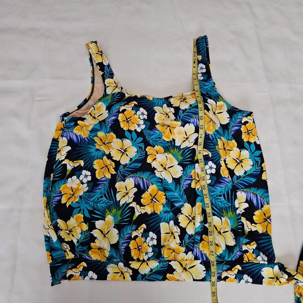 Swimsuit For All Women's Floral Side Tie Blouson Tankini And Shorts Plus Size 26 - Picture 12 of 16